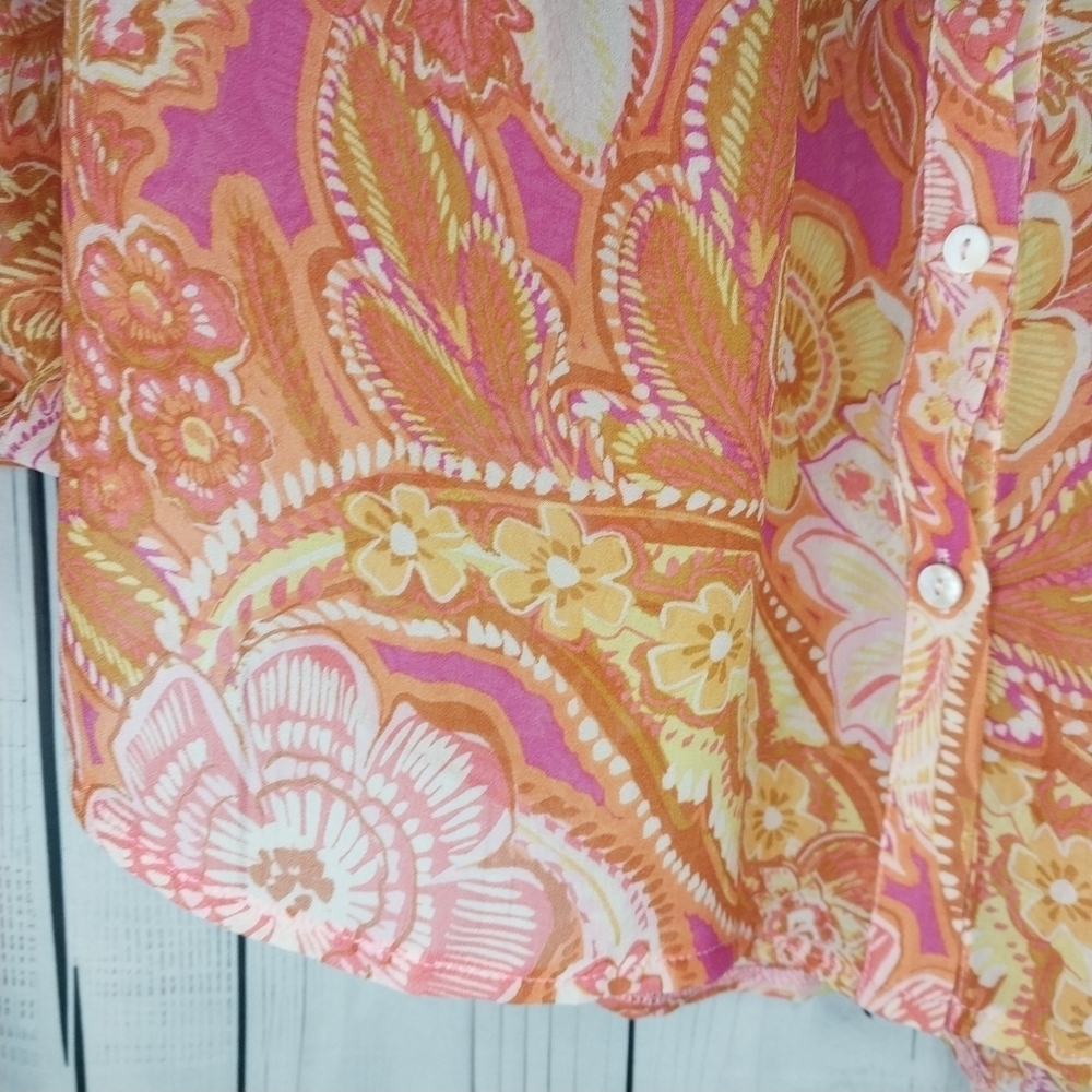 Vici Collection Maggie Floral Chiffon Button Up Hippie Retro 70’s Shirt - Picture 4 of 10